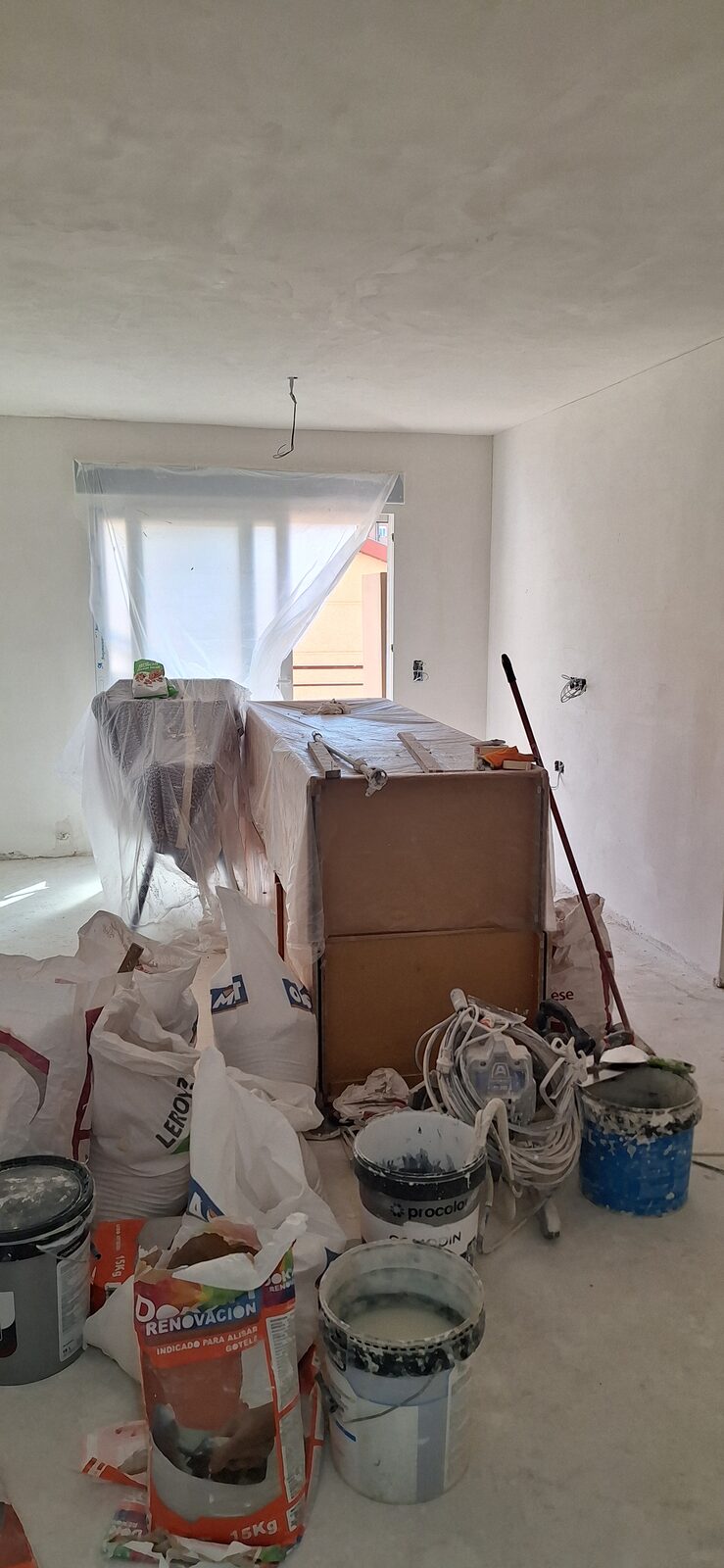 Preparación de paredes en obra